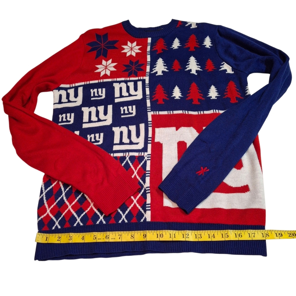 NFL Football New York Giants Patchwork Christmas Sweater Men Size Large - Picture 11 of 15